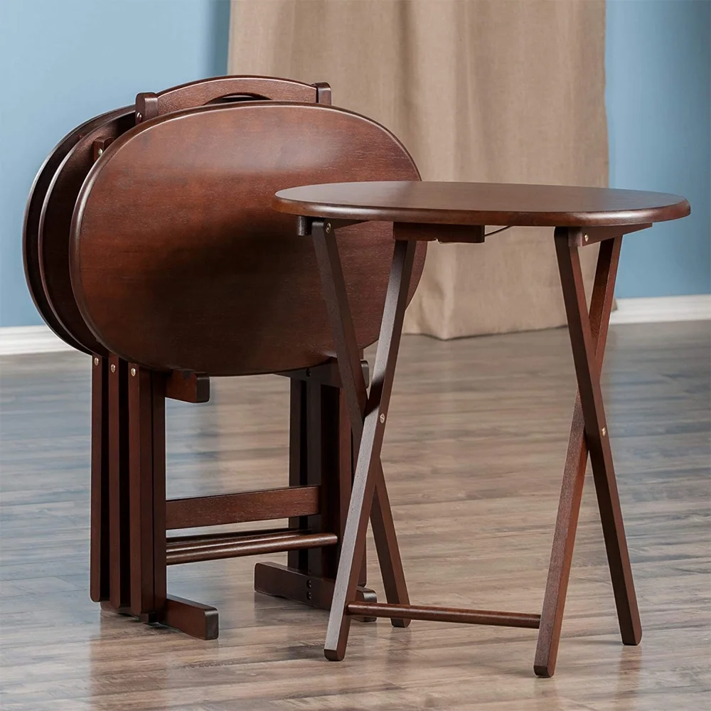 Nathan 5-Piece Snack Table Set, Oval Tops, Cappuccino Finish(Cappuccino) - Image 7