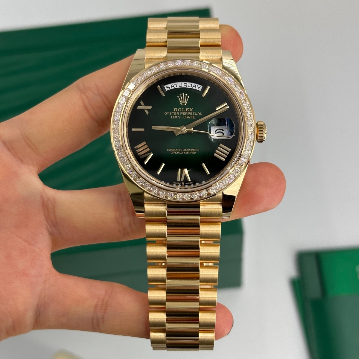 [Super Clone]RLX Day-Date 40mm 228398TBR-0042 Green Ombré Dial President Watch【Super Clone】