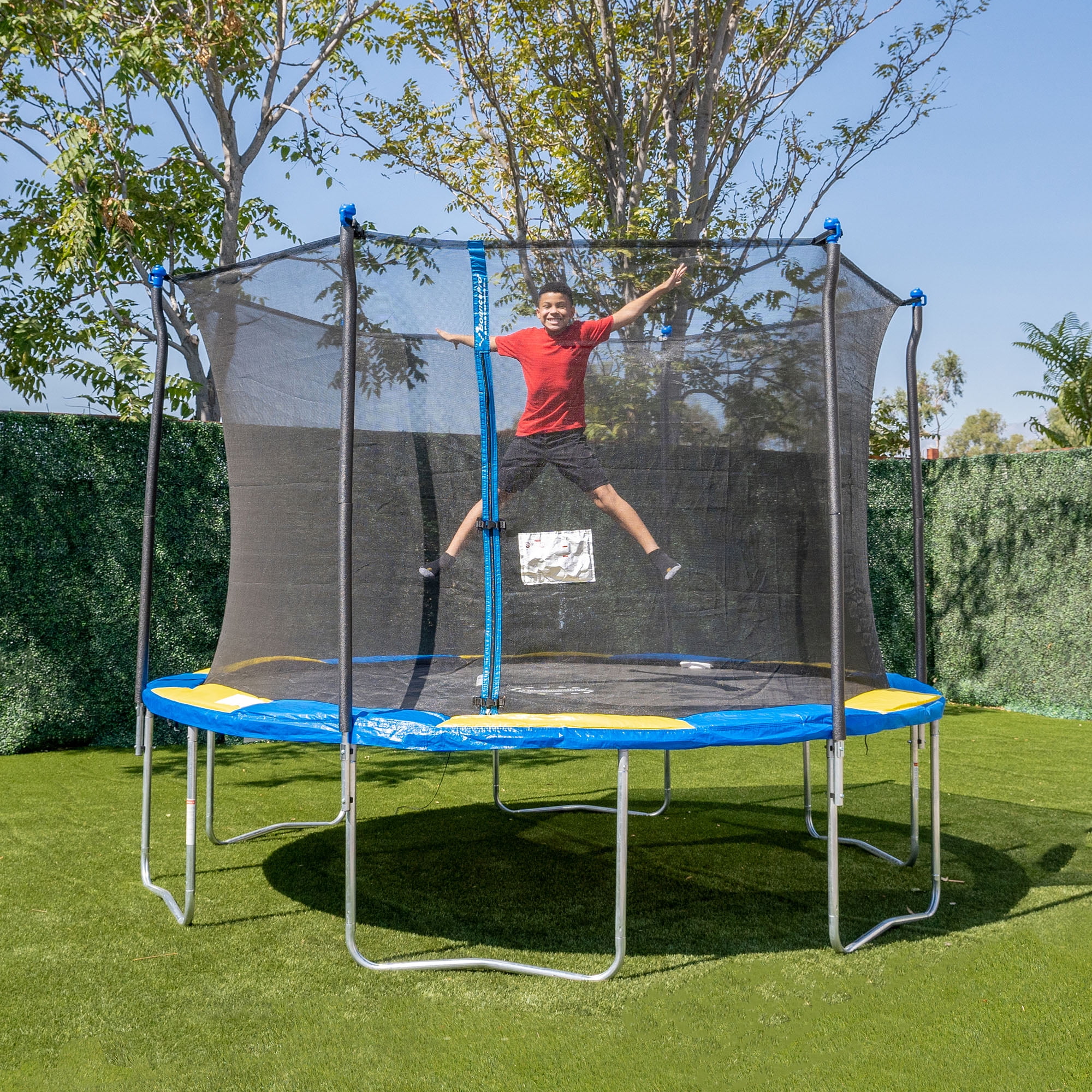 Bounce Pro 12' Round Trampoline with Safety-Enclosure in Blue and Yellow(Trampoline) - Image 3