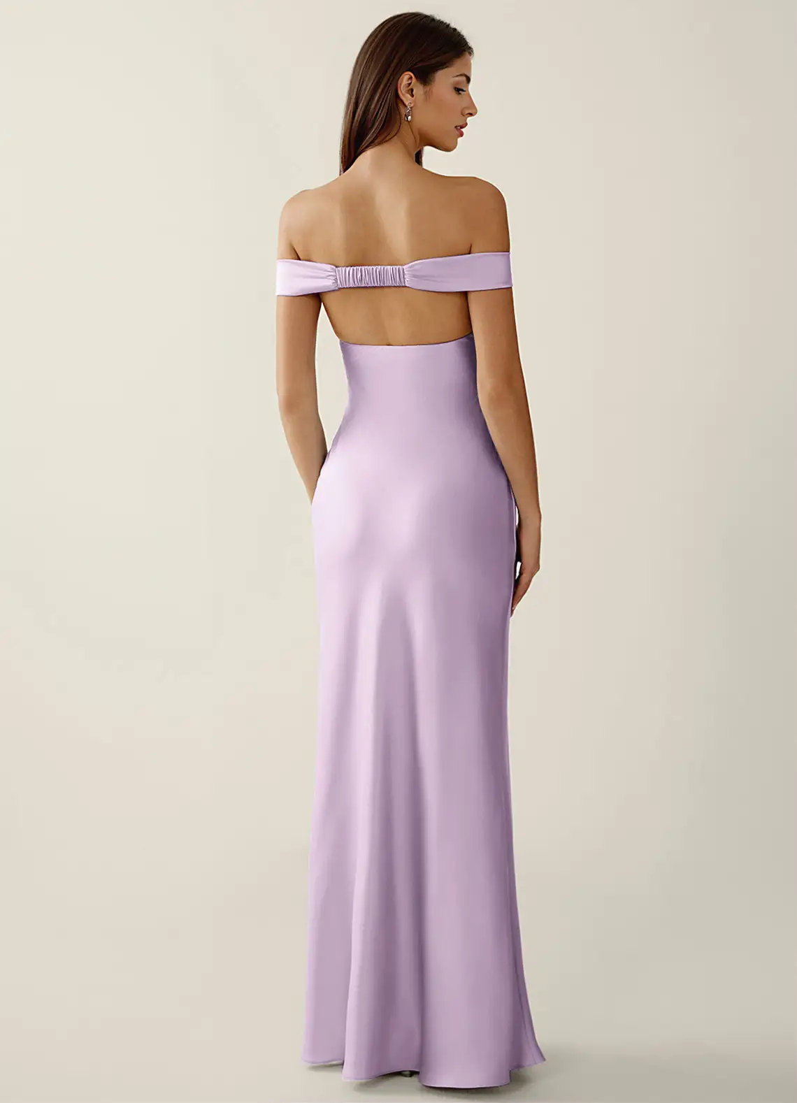 Gwendonme Frosted Lilac Satin Crystal Linen Prom Dress