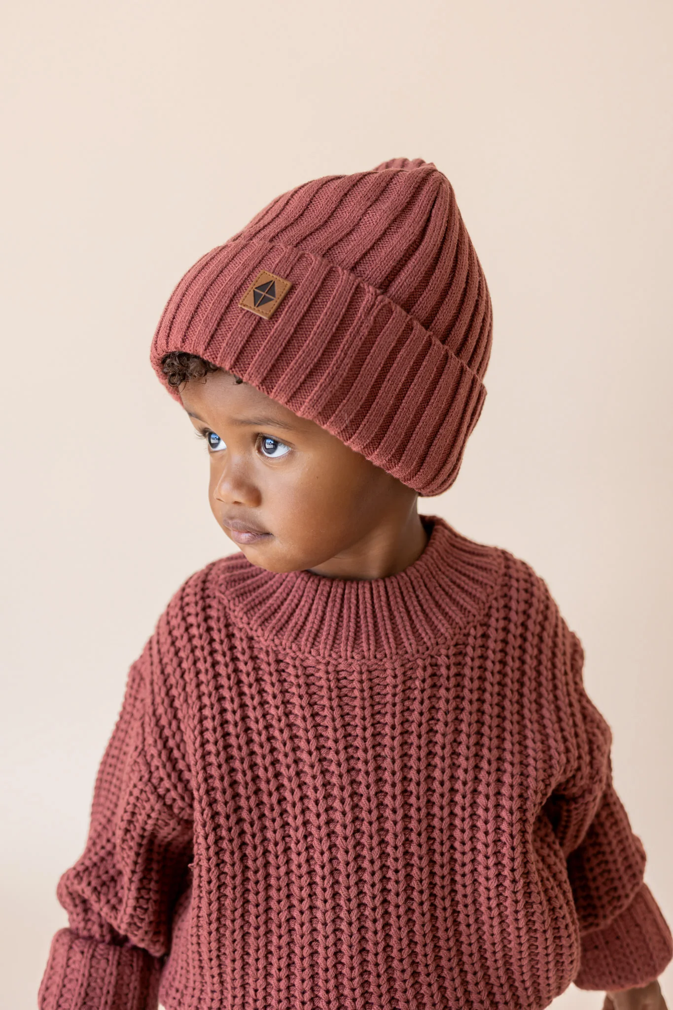 Chunky Knit Ribbed Beanie in Ember