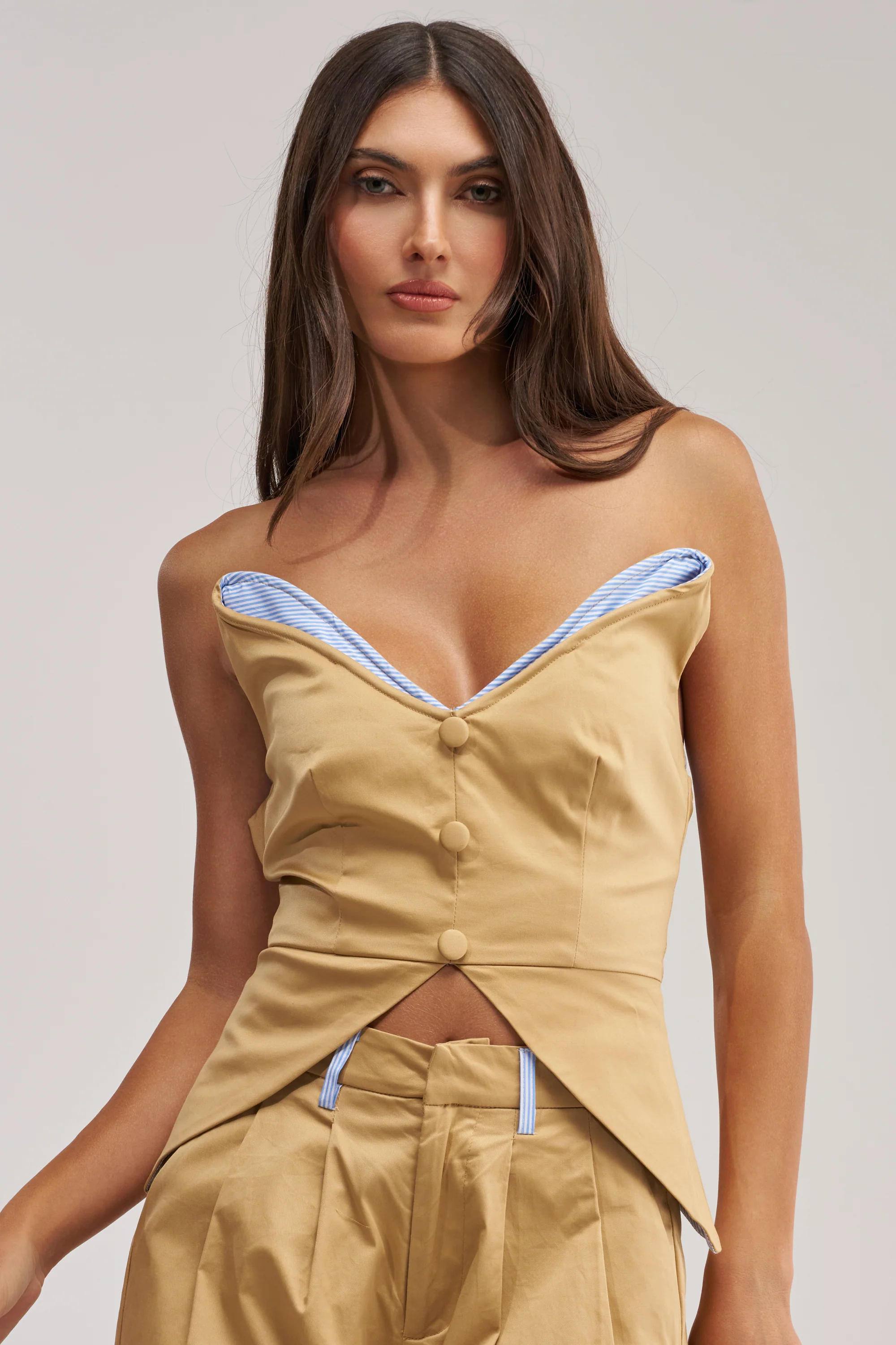 TOP TIER POPLIN TRIM CORSET - Akira Store