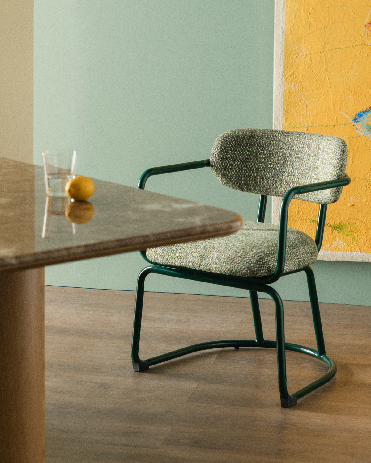 Yeray - Pack 4 Sillas de Comedor de Metal y Tela Yeray