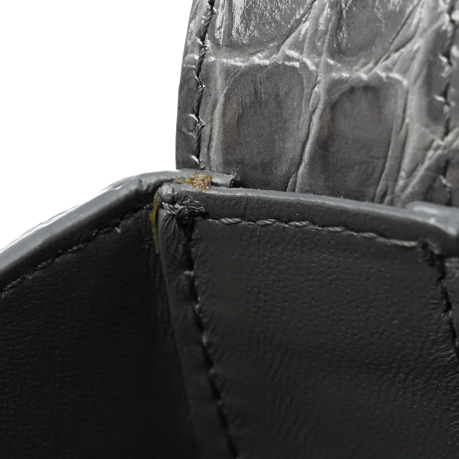 Calfskin Crocodile Embossed Large Greca Goddess Bag Charcoal