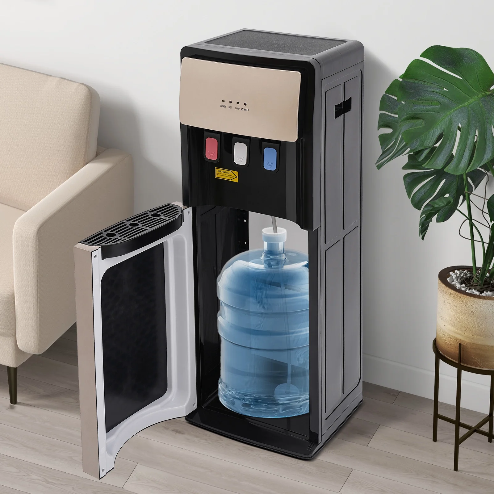 Champaign Gold Bottom Loading Water Dispenser - Hot, Cold & Room Temperature Water, 500W Heating, 90W Cooling, Safe & User - Friendly Design for Home & Office
