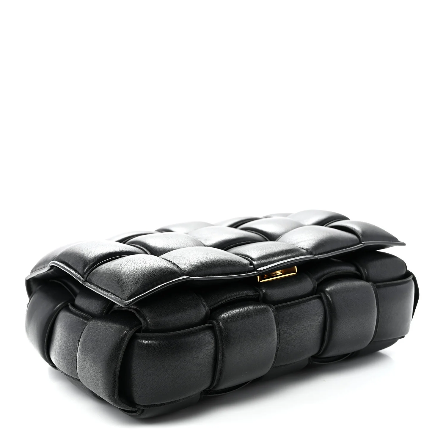 Nappa Maxi Intreccio Padded Cassette Crossbody Bag Black