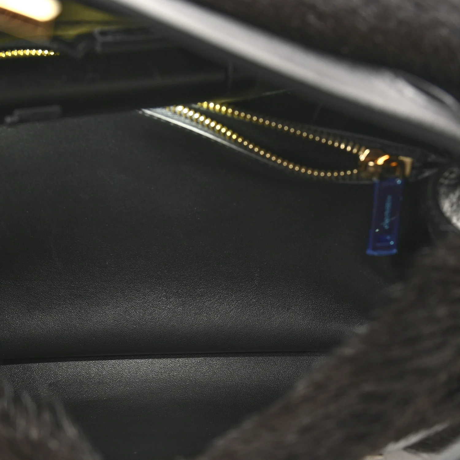 Calfskin Shearling Medium Hug Bag Black