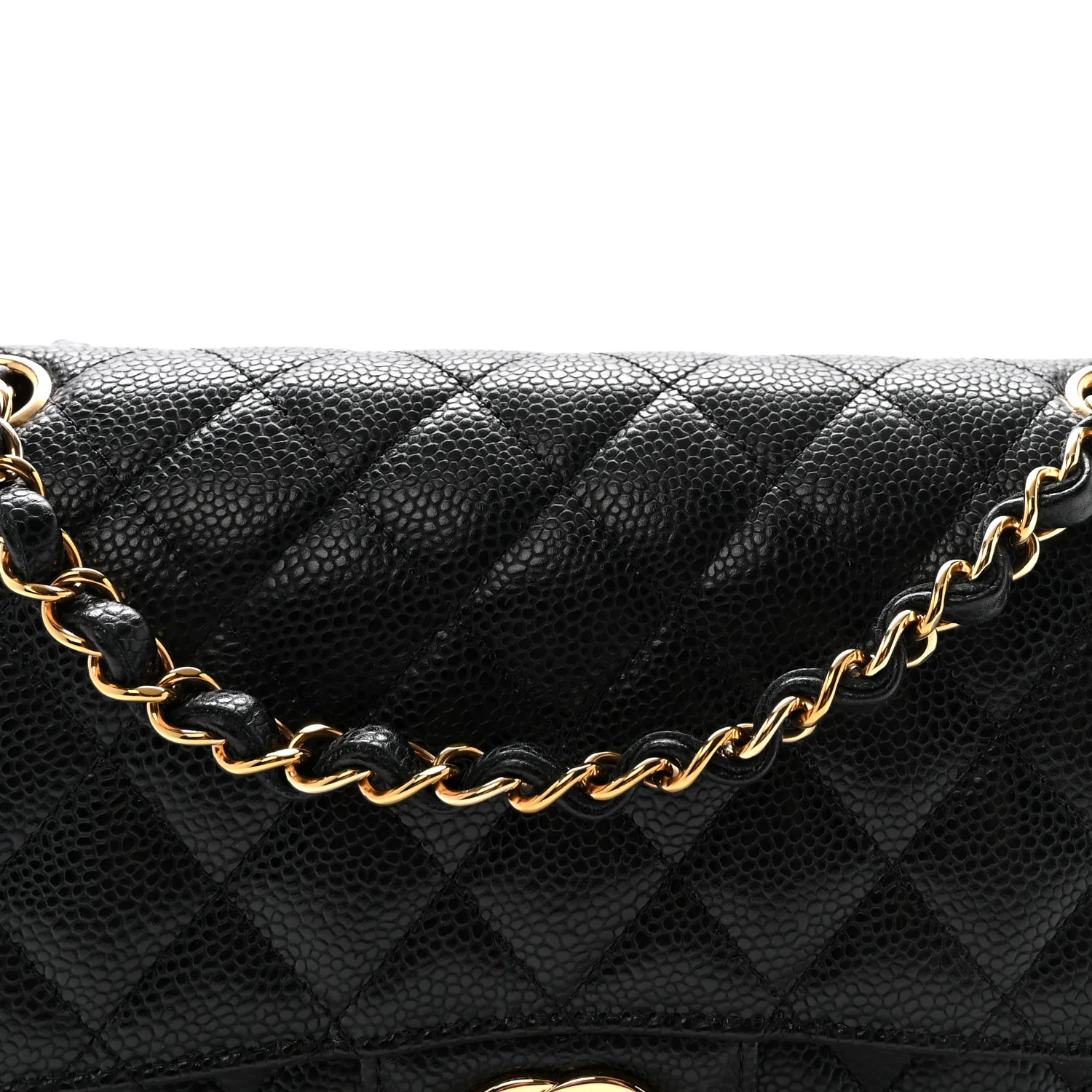 Caviar Quilted Medium Double Flap Black