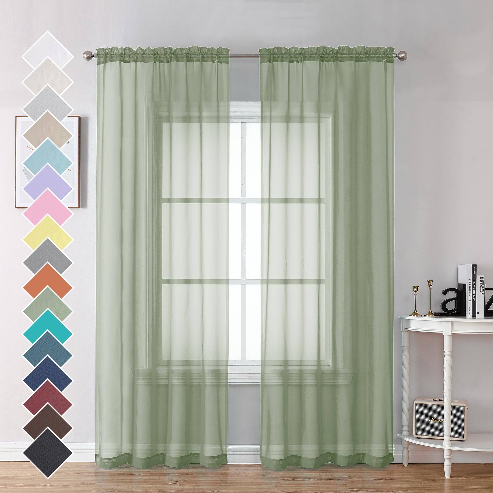 OVZME Bedroom Curtains 2 Panel Sets 84' inch Length - Transparent Light Weight Soft Window Treatment Panels for Study Room/Living Room/Guest Room, SA