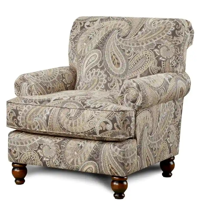 Capernicus Beige Paisley Pattern Accent Chair