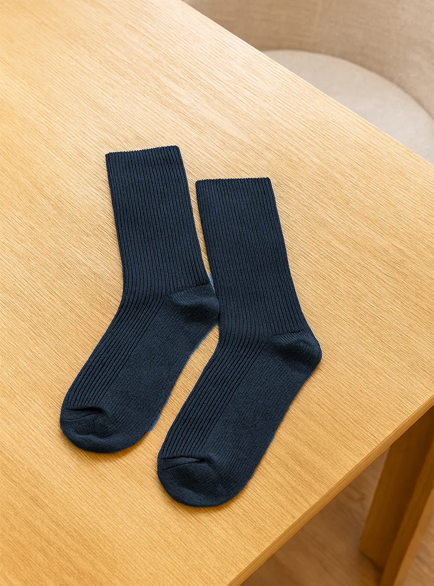 Chaussettes hautes mixte sans élastique bleu marine
