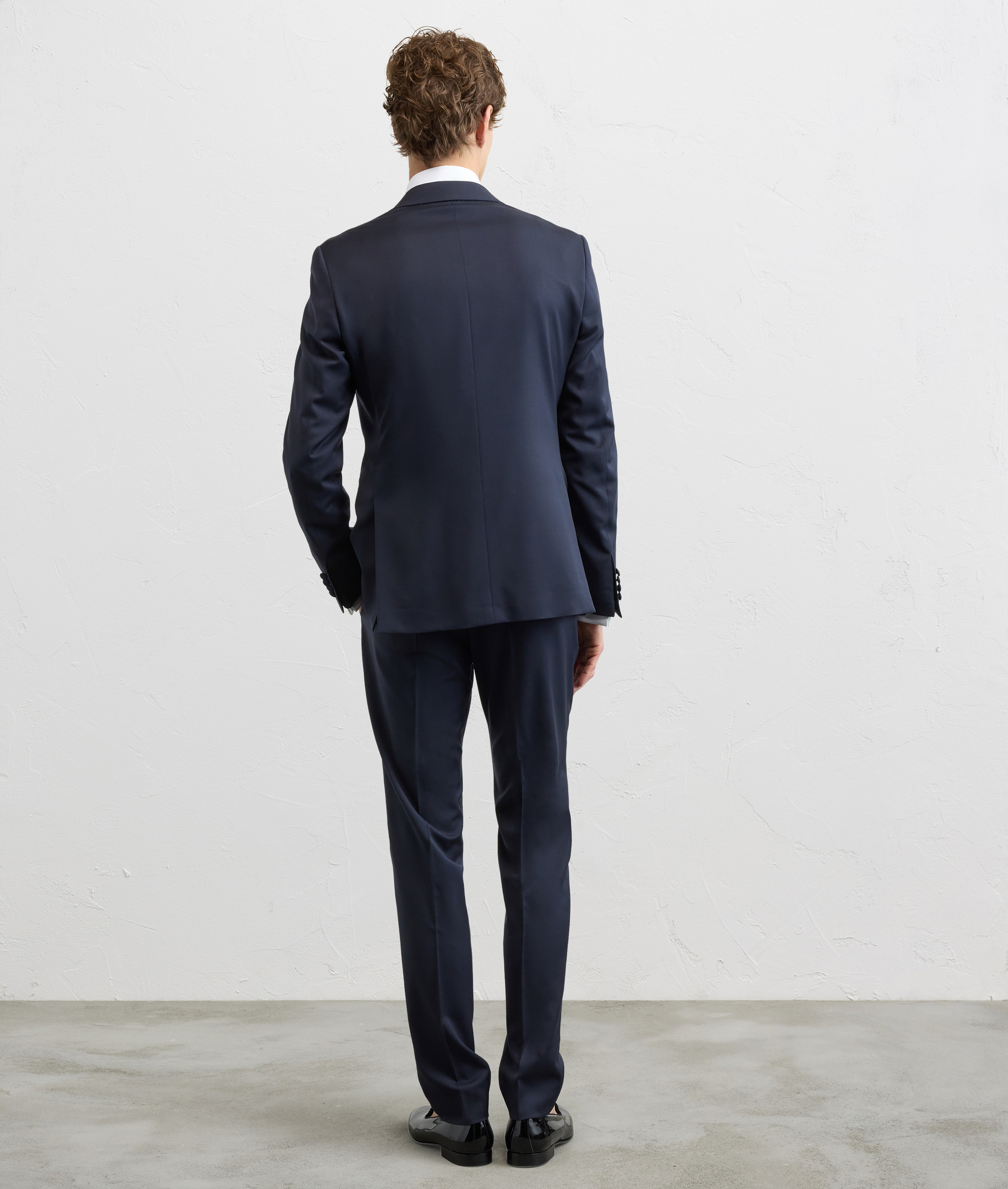 NAVY BLUE FULLY LINED STRETCH WOOL DRESS
