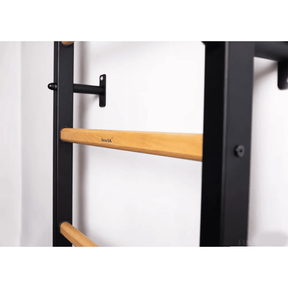 Benchk 211 Black Wall Bars with Adjustable Beech Wood Pull - up Bar