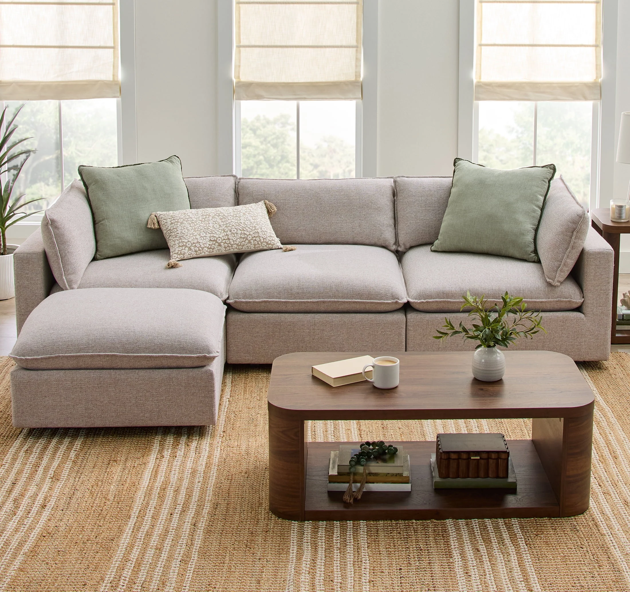 Better Homes & Gardens Weston 107.5 Cloud Modular Sectional Sofa, Heathered Blue