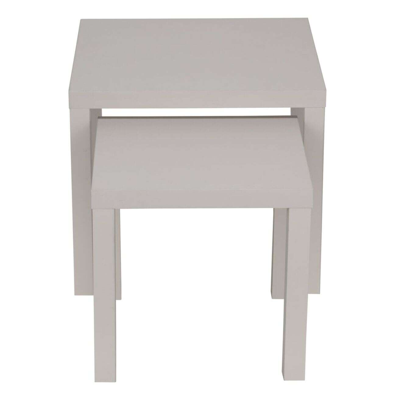 Table basse x2 carrée en bois blanc Gabby 39x39xH38cm et 50x50xH43,5cm