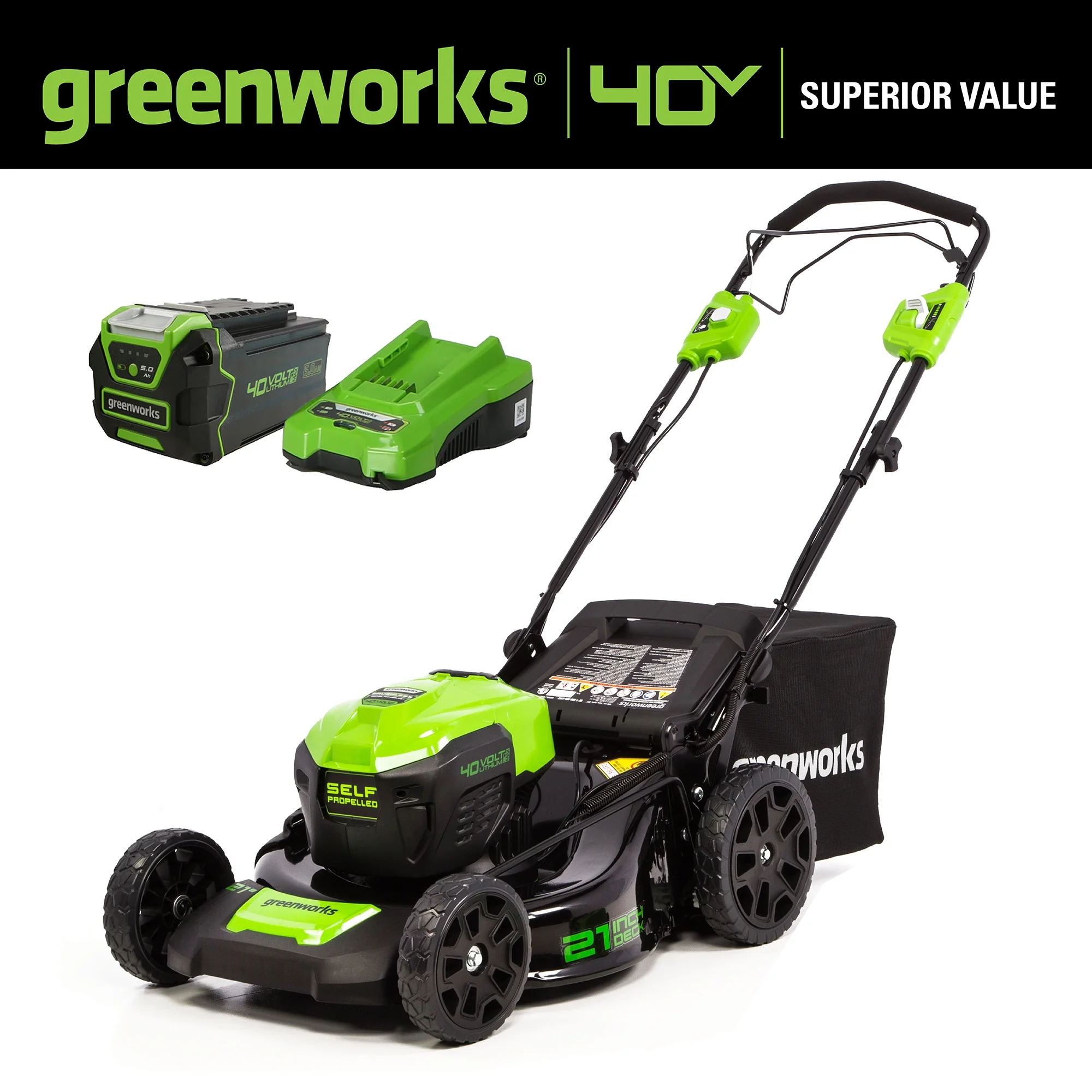 40V 21-inch Brushless Self-Propelled Lawn Mower W/5.0 Ah Battery and Charger, 2516402 - Image 3