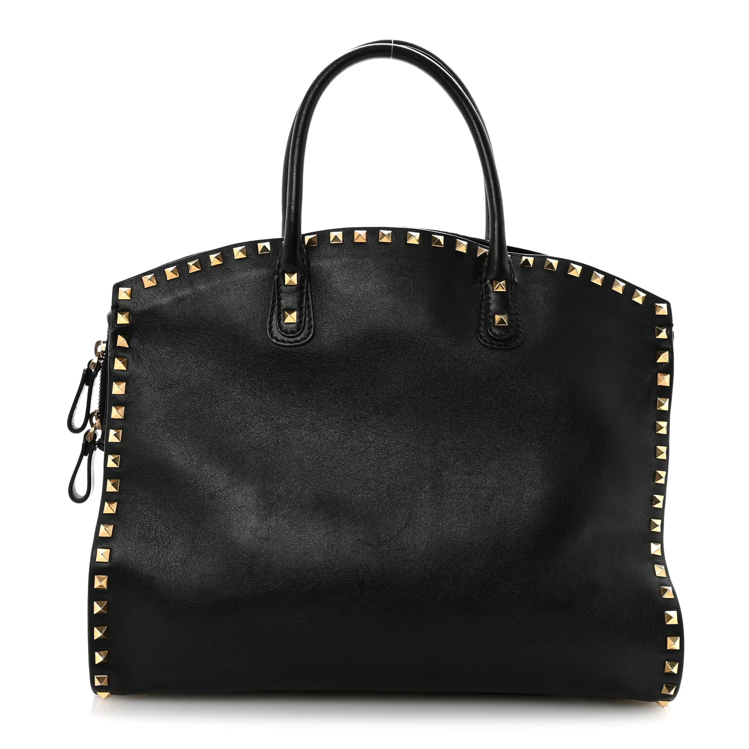 Vitello Rockstud Dome Shopper Black