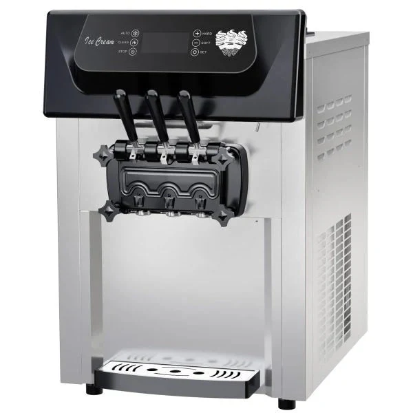 2200W Commercial Ice Cream Machine, 3 Flavor Soft Serve Ice Cream Machine, 5.3-7.4 Gal/Hr, with LCD Touch Screen, Automatic Cleaning, High Productivity for Home Snack Bar & Restaurants