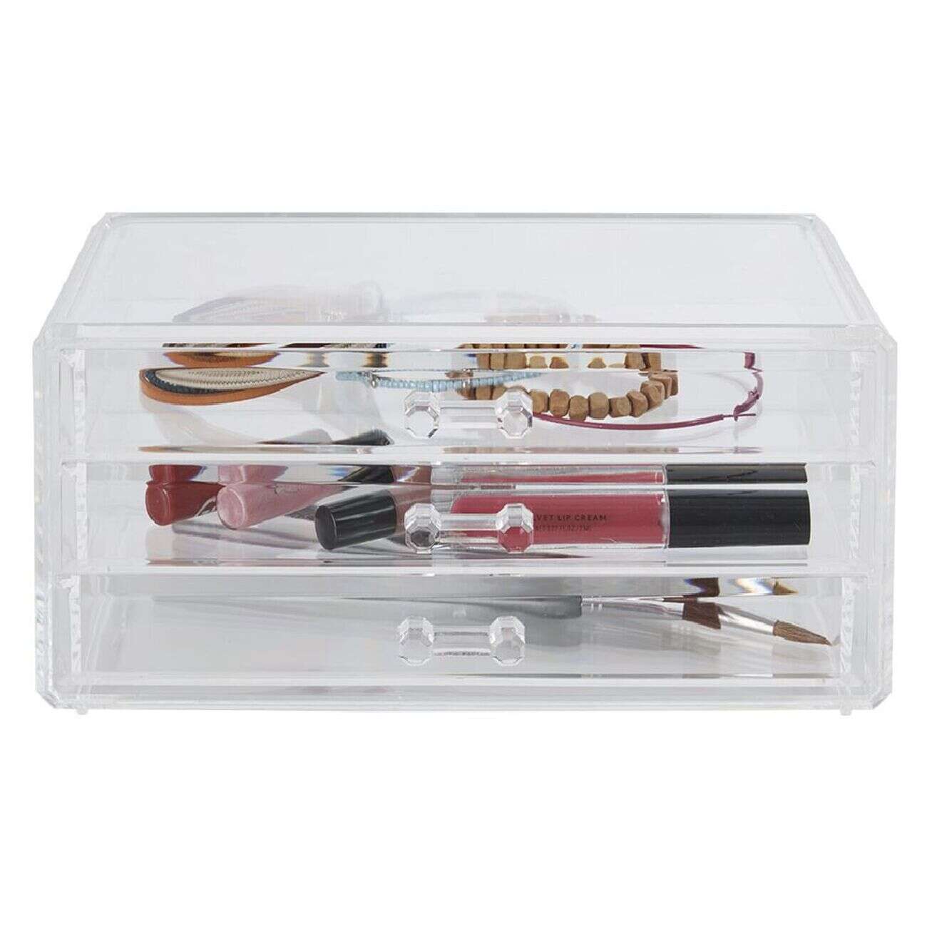 Boîte rectangulaire 3 tiroirs transparents