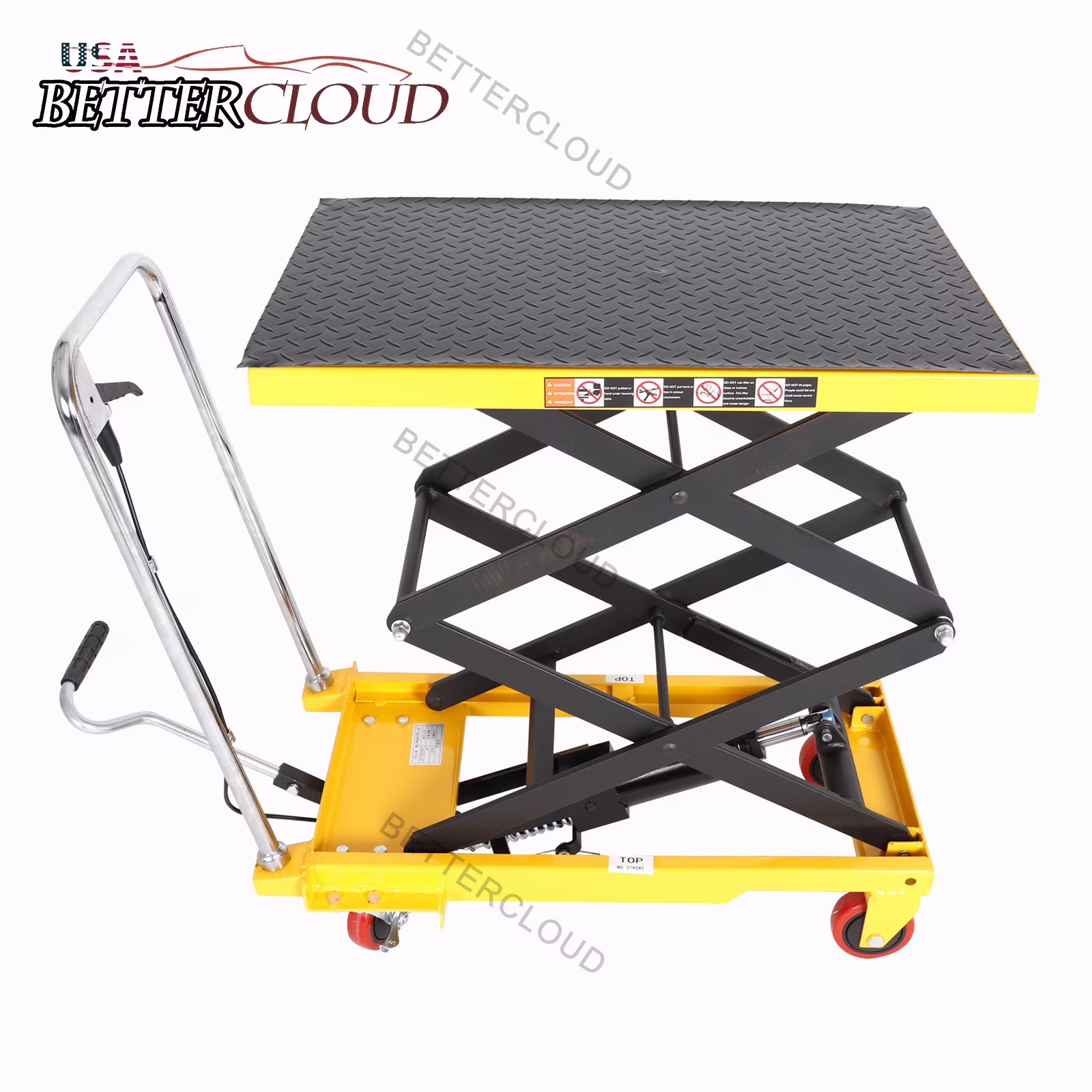 330 lbs Hydraulic Lift Table Cart Manual Double Scissor Lift Table 50"