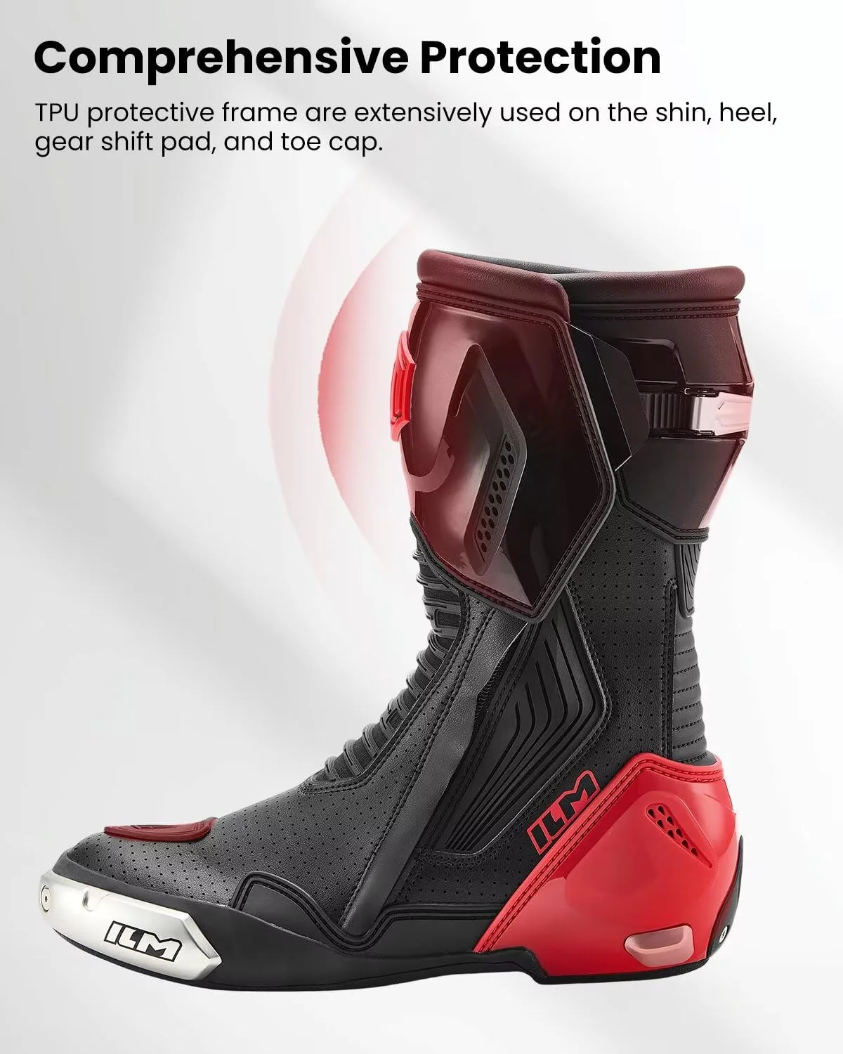 ILM Motorcycle Racing Boots Sport Footwear CE Protective Gear Model BRC1