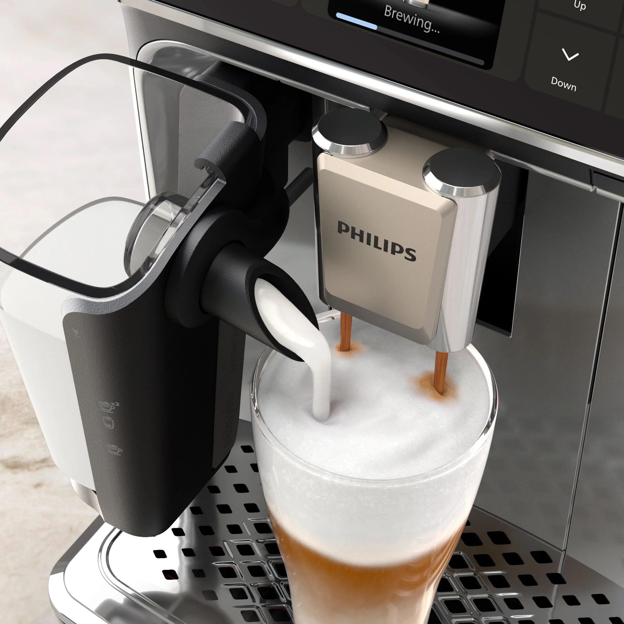 PHILIPS Series 4400 Fully Automatic Lattego Espresso Machine, Silentbrew Technology, Quick Start. Aromatic Coffee from Freshly Ground Beans, 12 Hot and Iced Drinks, Black Chrome (EP4447/90)