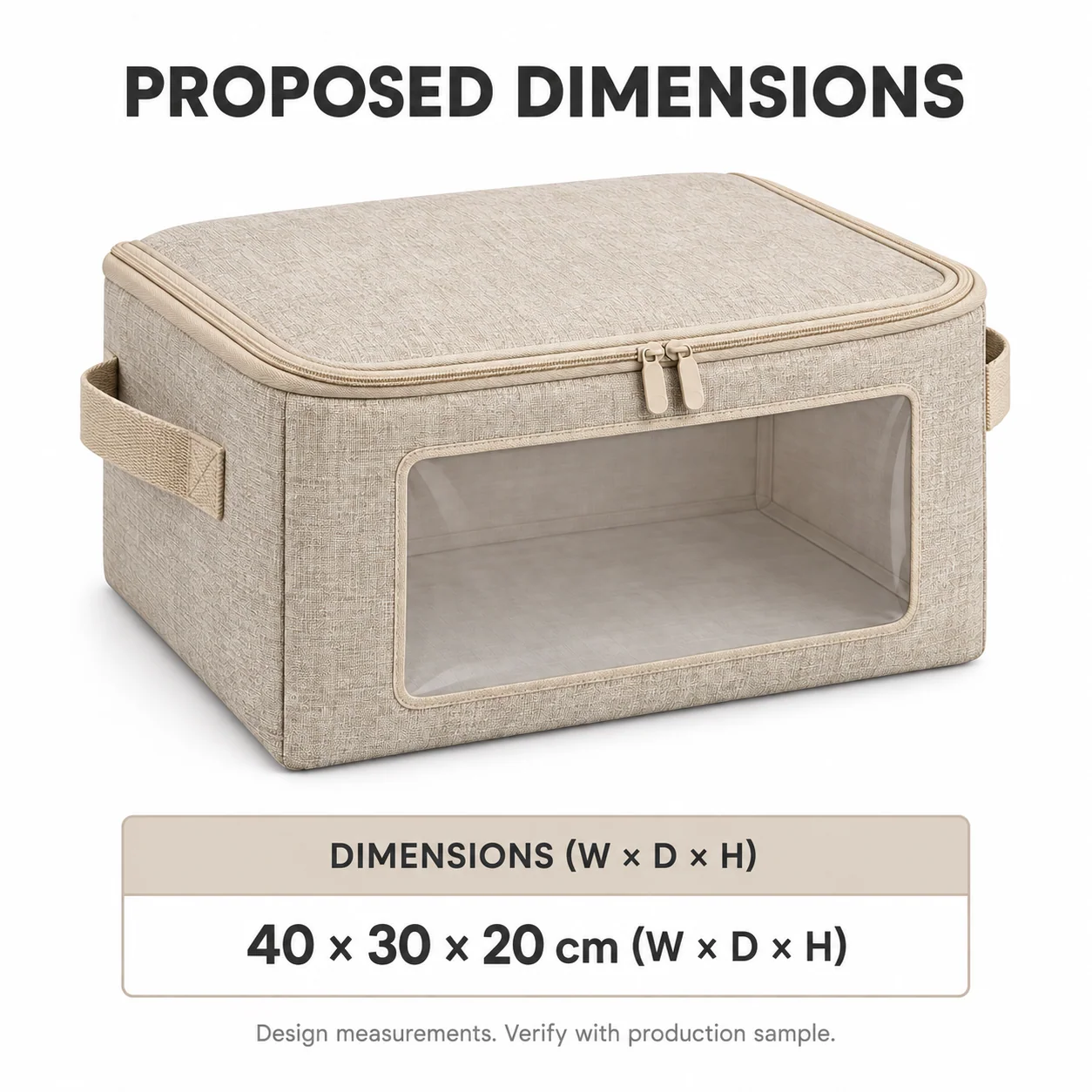 Oatmeal Windowed Clothes Storage Bag, Small