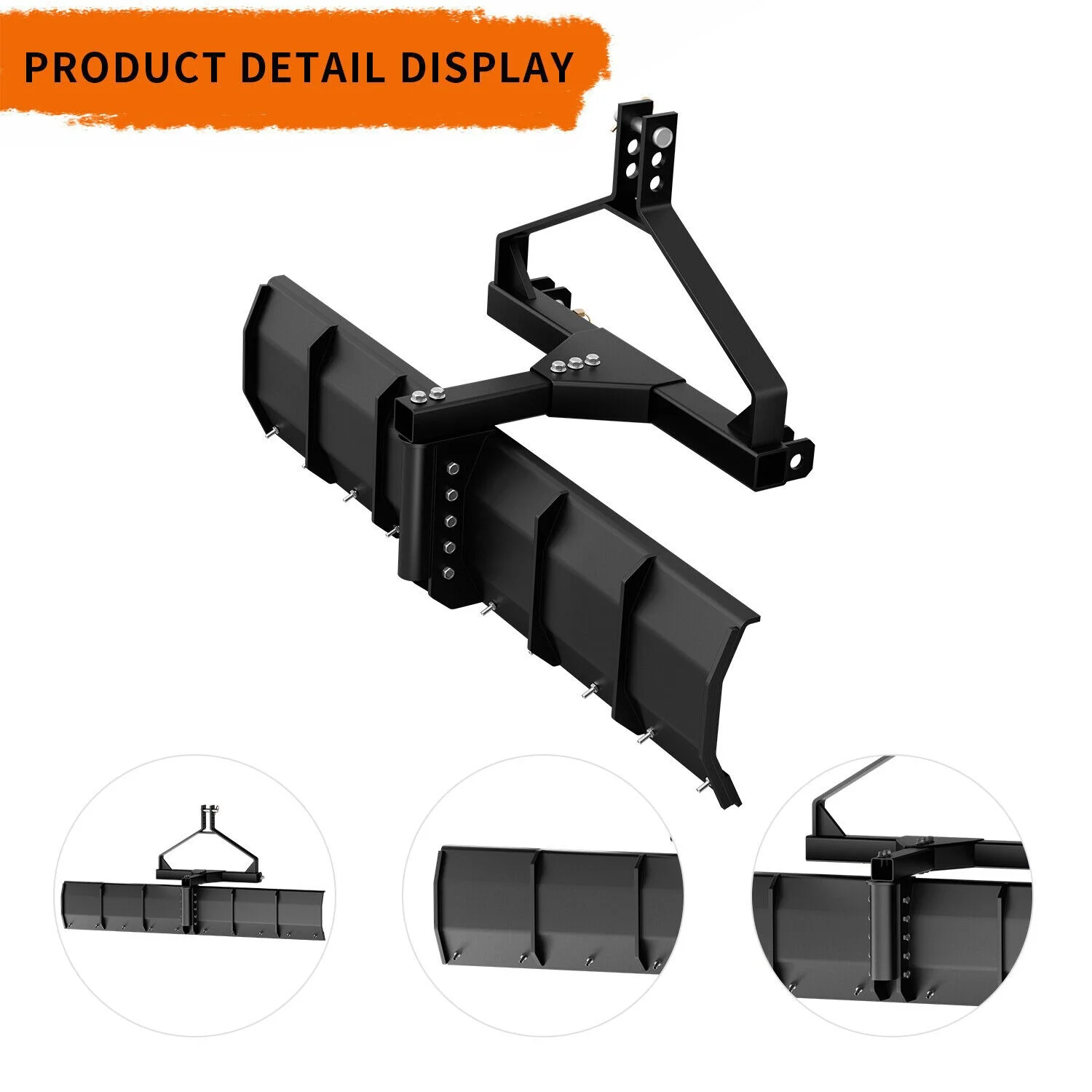3 Point Rear Grading Blade for Tractor Cat 1 Heavy Duty Steel Scrpaer 52 in Width Steel Driveway Leveling Heavy Scraping - Image 4