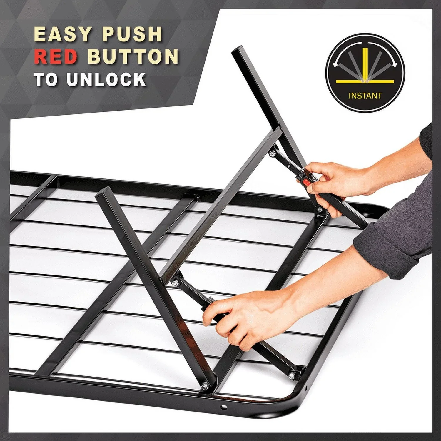Mainstays 14 High Profile Foldable Steel Queen Platform Bed Frame, Black