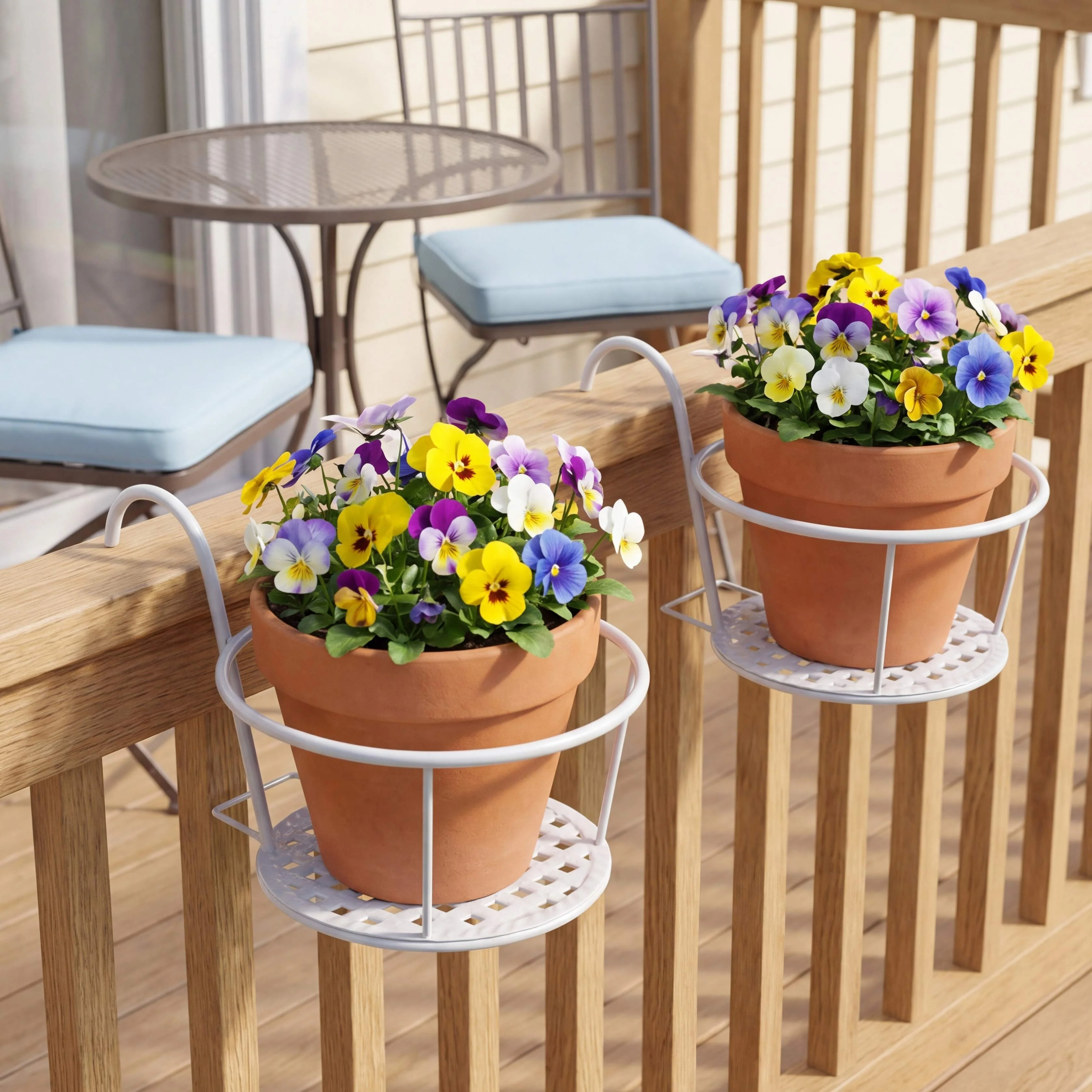 Railing Flower Pot Holders for Balcony or Deck 2 Pk