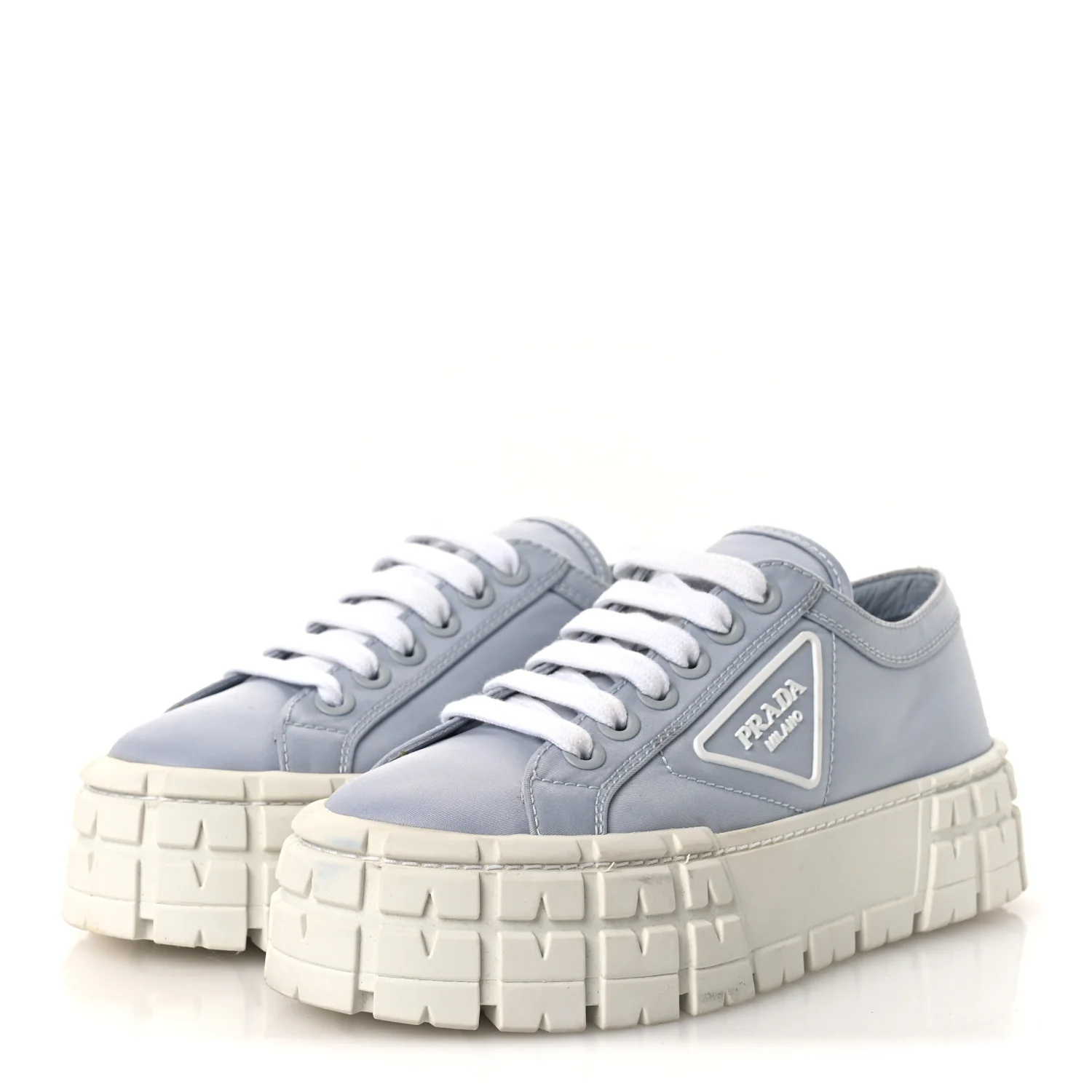 Re-Nylon Gabardine Triangle Logo Double Wheel 50mm Sneakers 38 Cielo