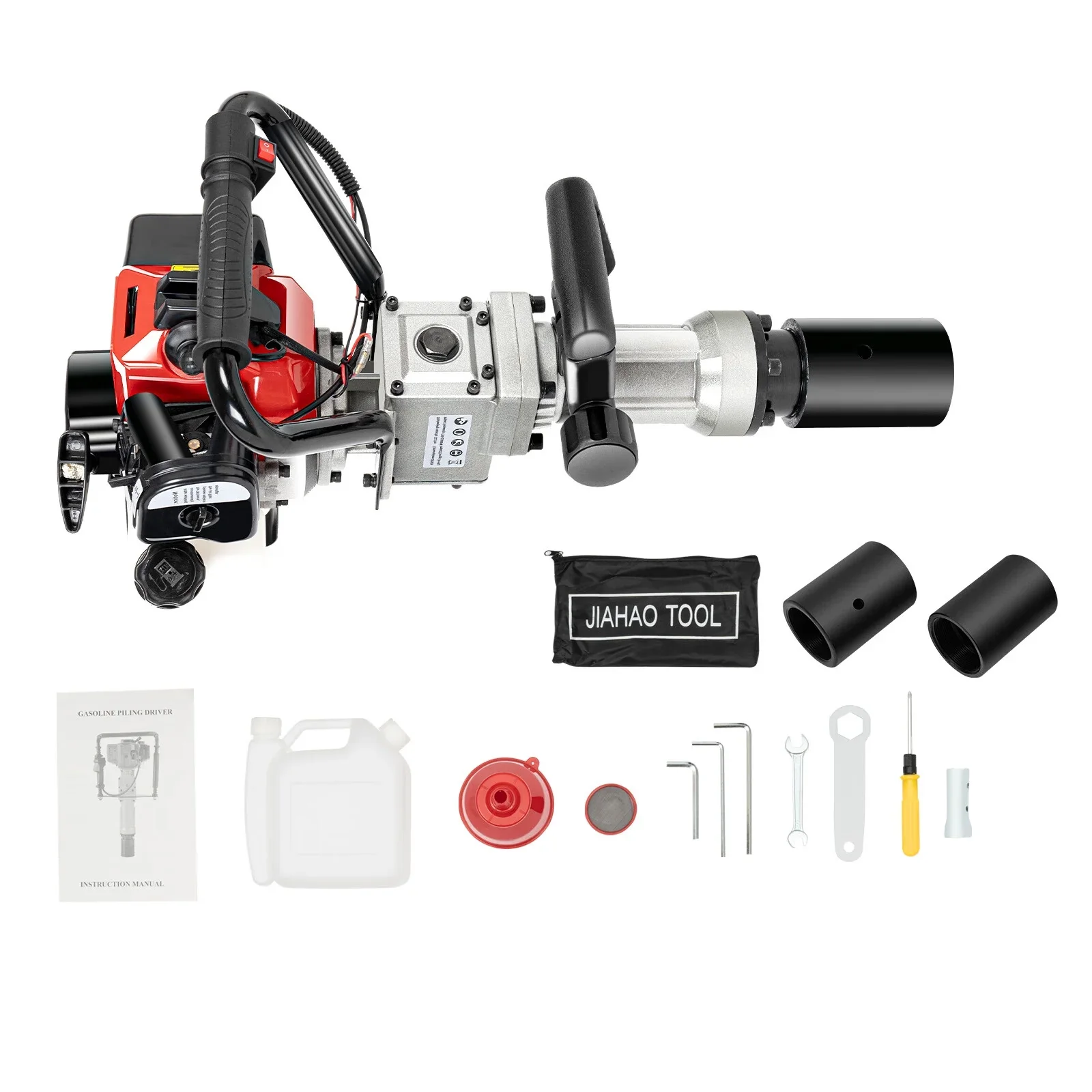 Anqidi 2 Stroke 32.7CC T-Post Driver Piledriver Gas Powered Garden Farm Fence Piling Machine 900W Gasoline Pile Driver Petrol Engine Hammer Push Pile Profession Kit