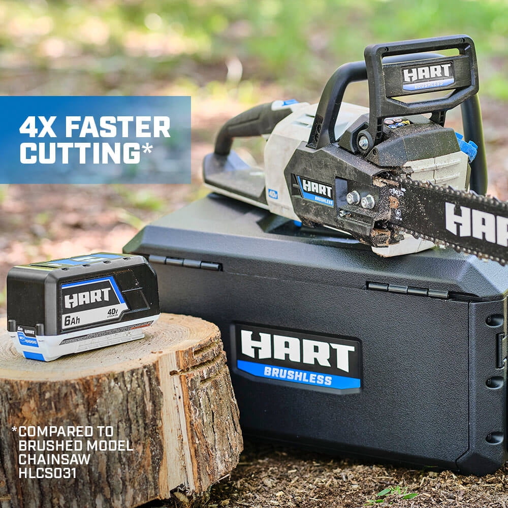 HART 40 Volt 16 inch SUPERCHARGE Battery Powered Brushless Chainsaw Kit, (1) 4 0 Ah Lithium Ion Battery Image 4