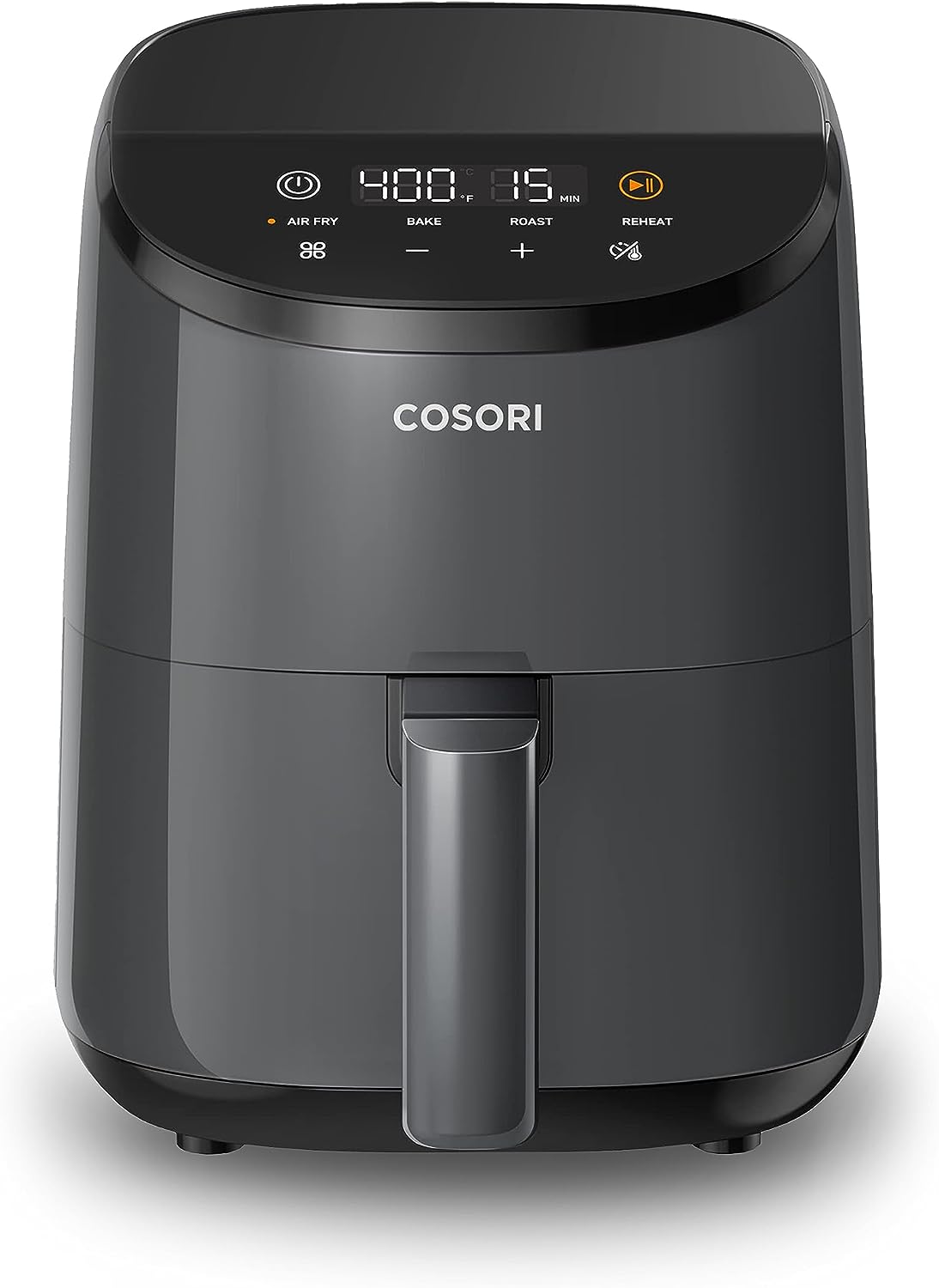 Four à air chaud COSORI 2,1 L, mini-friteuse 4 en 1 : cuisson, rôtissage, réchauffage, peu encombrant et silencieux, panier antiadhésif compatible lave-vaisselle, 30 recettes intégrées à l’application, autocollant avec 6 guides de référence, gris