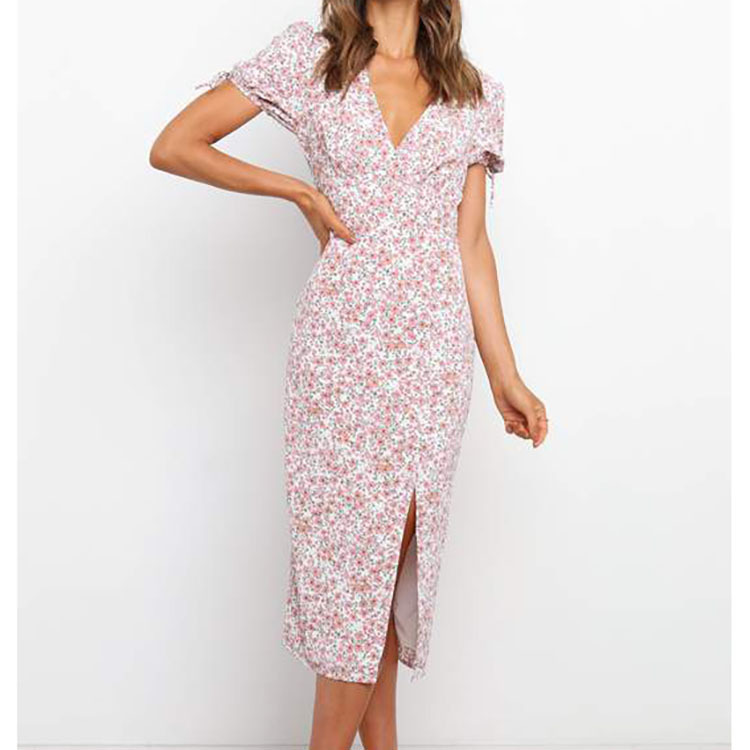 Robe française sexy à imprimé floral