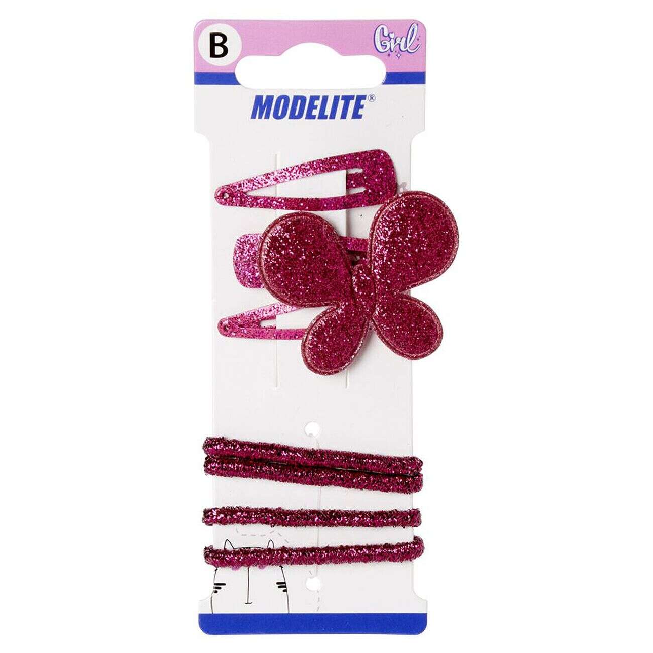 Kit pince clic clac x3 + élastique rose pailleté x4