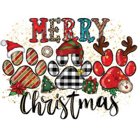 Merry Christmas Paw Prints Christmas Great Gift Idea Single 5 inch Magnet Made in The USA Car Auto Tool Box Refrigerator Magnet Mag11777