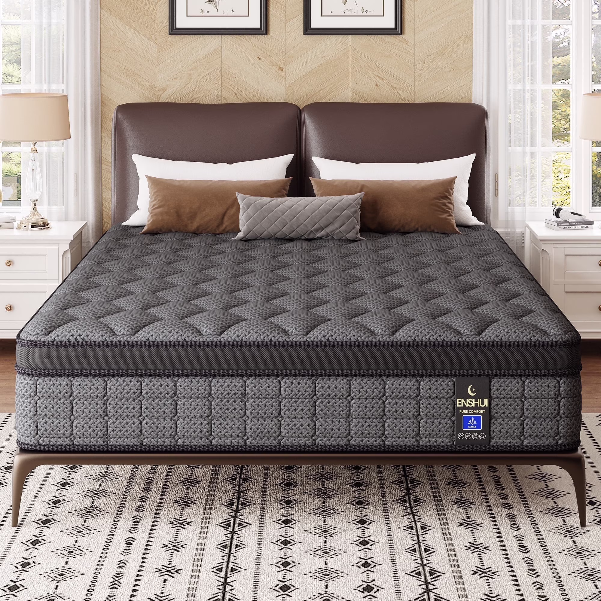 Queen Mattress 12 in Hybrid Mattress in a Boxmedium Firm Mattresses with Gel Memory Foam & Pocket Springs, Pressure Relief, Cooling, Edge Support, 100 Night Trial
