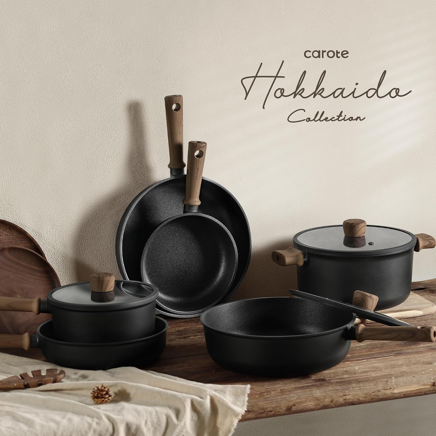 CAROTE 16pcs Pots and Pans Set, Nonstick Cookware Sets