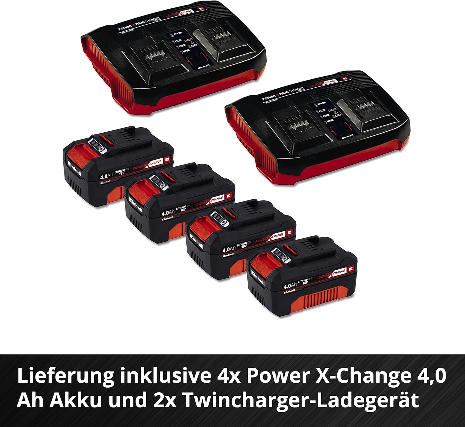 Einhell Accu Grasmaaier GE-CM 36/47 S HW Li Kit Power X-Change (36 V, 47 cm maaibreedte, tot 700 m, borstelloos, wielaandrijving, 75 L grasopvangbak, incl. 4x 4,0 Ah + 2x Twincharger)