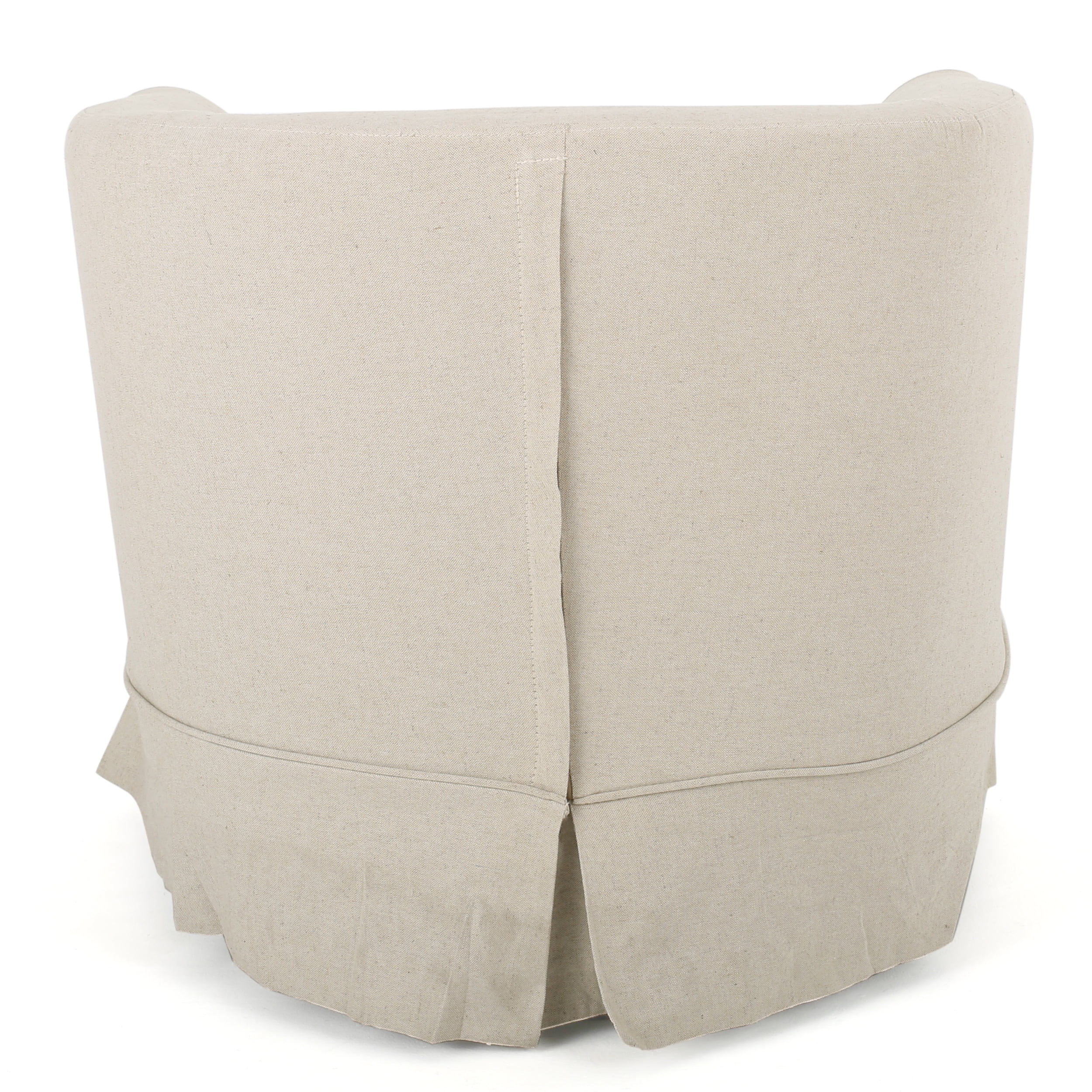 GDF Studio Tiffin Contemporary Upholstered Swivel Club Chair, Natural Fabric and Black