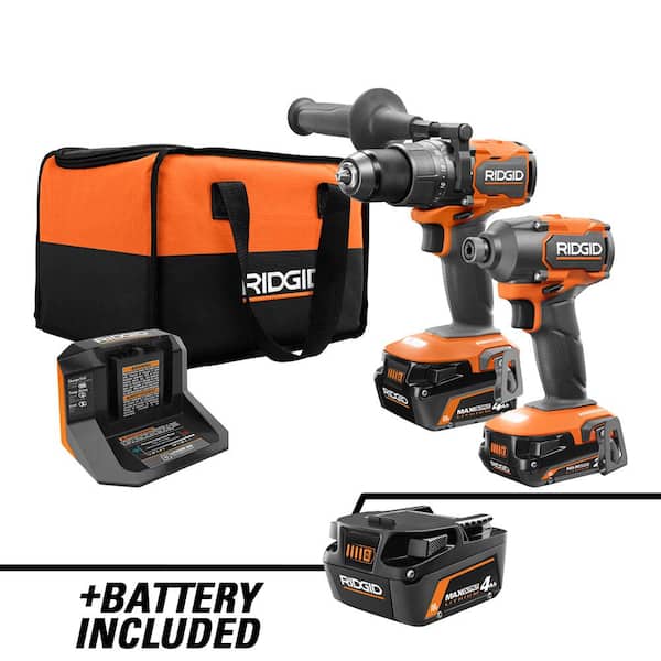 18V Brushless Cordless 2 Tool Combo Kit with Hammer Drill, Impact Driver, (3) Batteries, Charger, and Bag