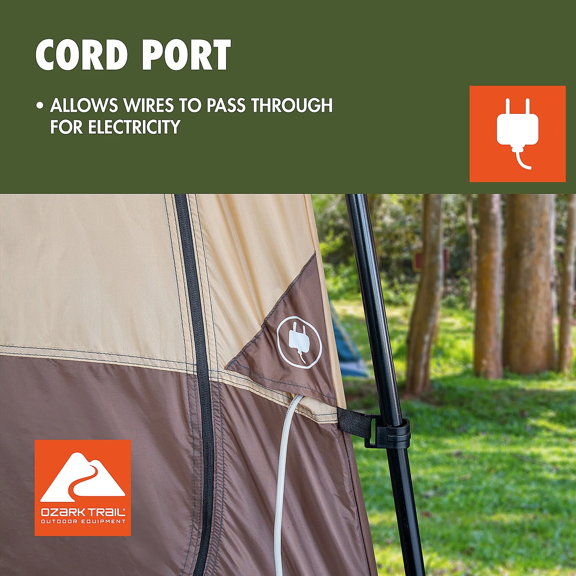 Ozark Trail 2 - Room Shower & Utility Tent Combo Includes 5 - Gallon Water Container, Easy Setup, Maximum Occupancy Is 2. Khaki Colour