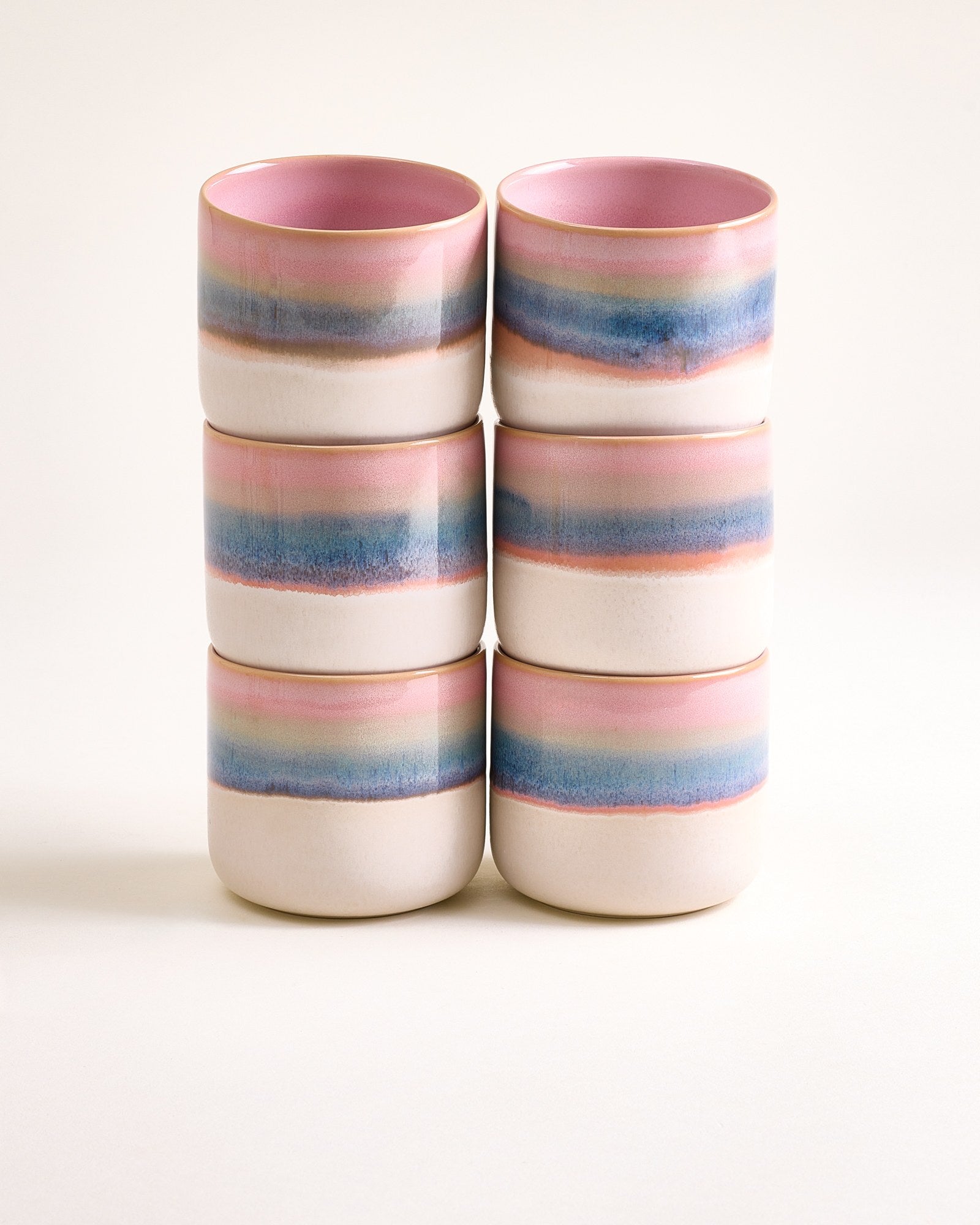 NÓDOA - LARGE CUP DIPPED PINK BLUE SET OF 6