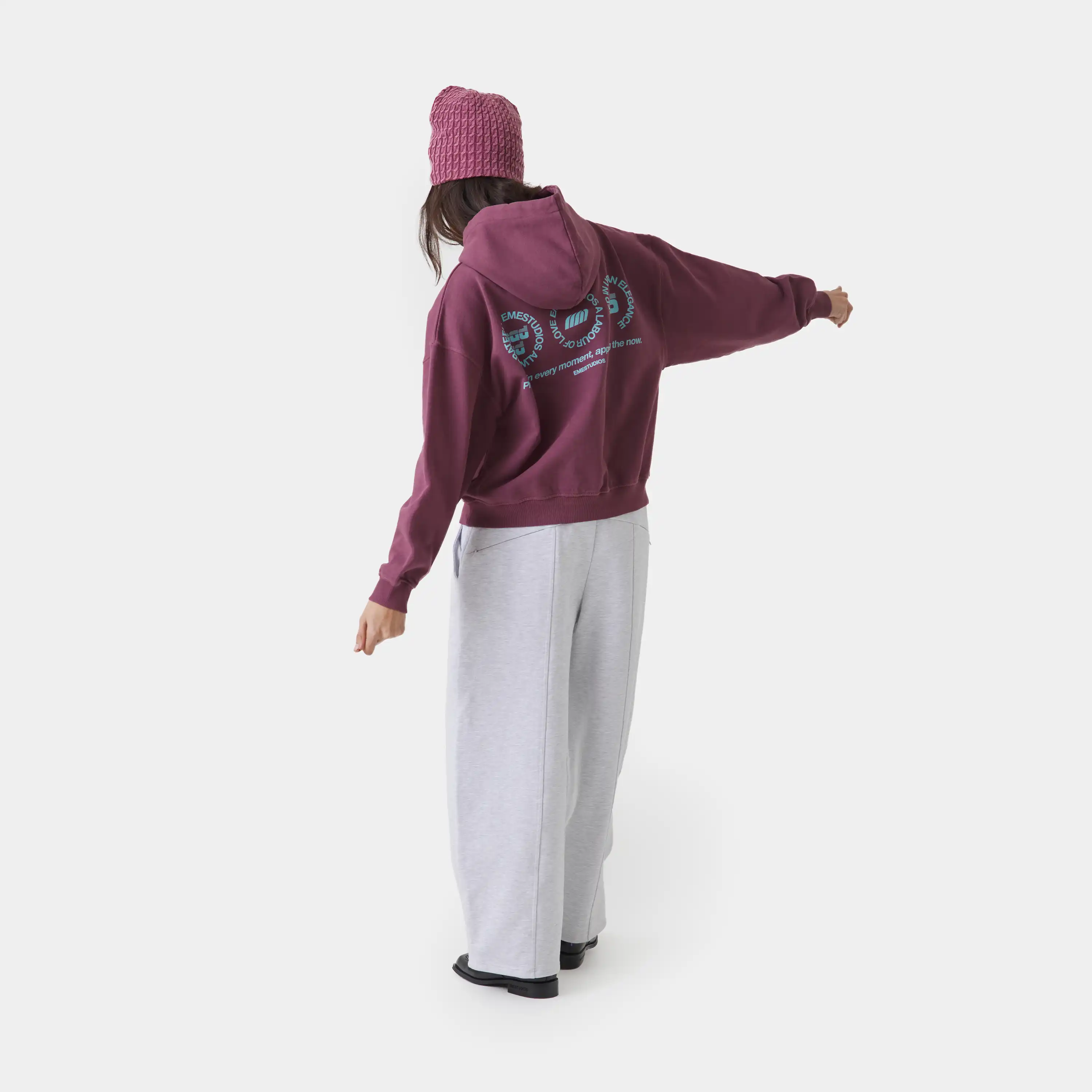 Stamp Maroon Oversized Hoodie