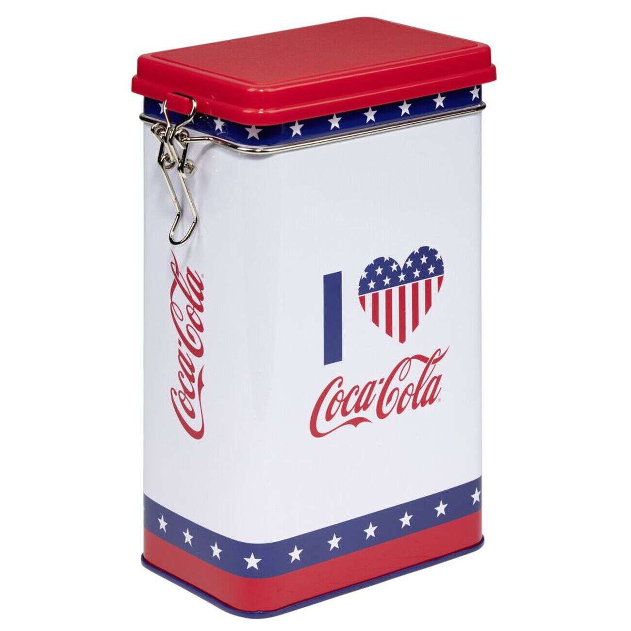 Boîte alimentaire Coca Cola rectangulaire en métal 15x8,6xH21cm