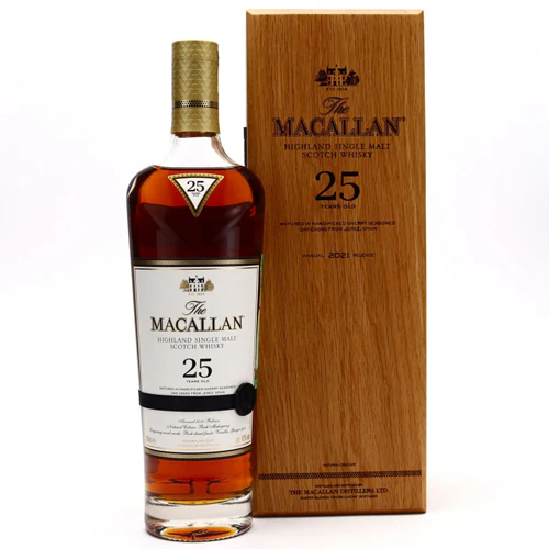 Macallan 25 Year Old Sherry Single Malt Oak Scotch Whiskey, 750 ml