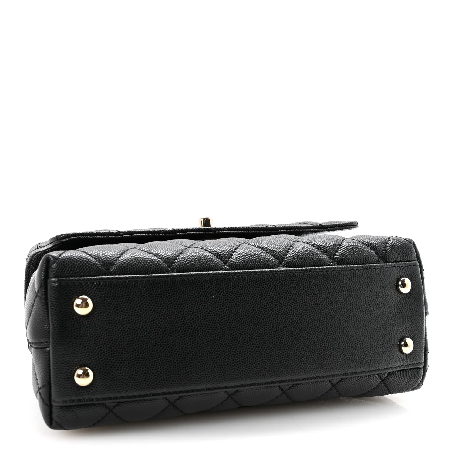 Caviar Quilted Mini Coco Handle Flap Black