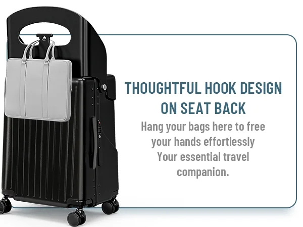 20 Inch Carry On TSA Lock Luggage with Foldable Seat for Kids Adult,Lockable Spinner Wheels Free Luggage Cover and Safety Seatbelt Travel Suitcase Image 4