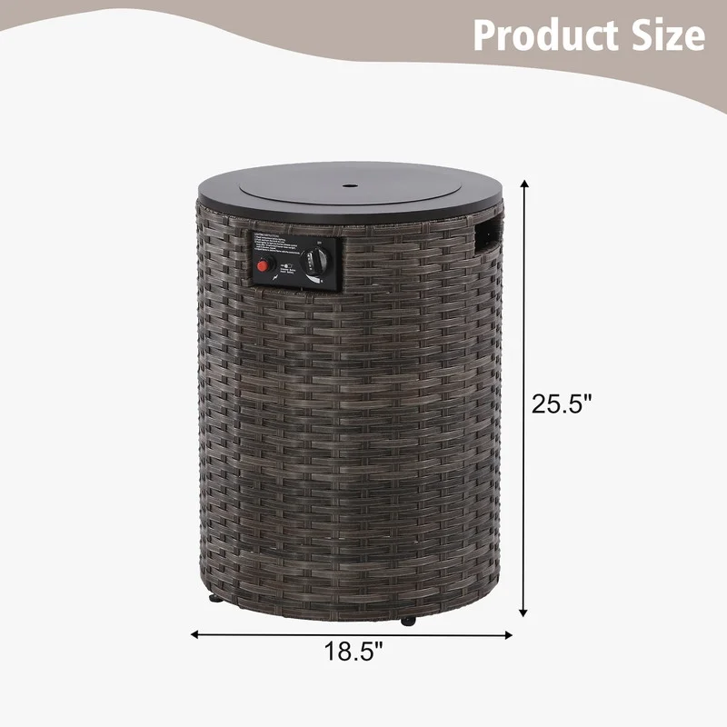 GAZEBETER 18 Propane Fire Pit Table,Outside 55000 BTU Outdoor Rattan & Wicker Gas Fire Pit Table for Patio,Garden,Party and Camping